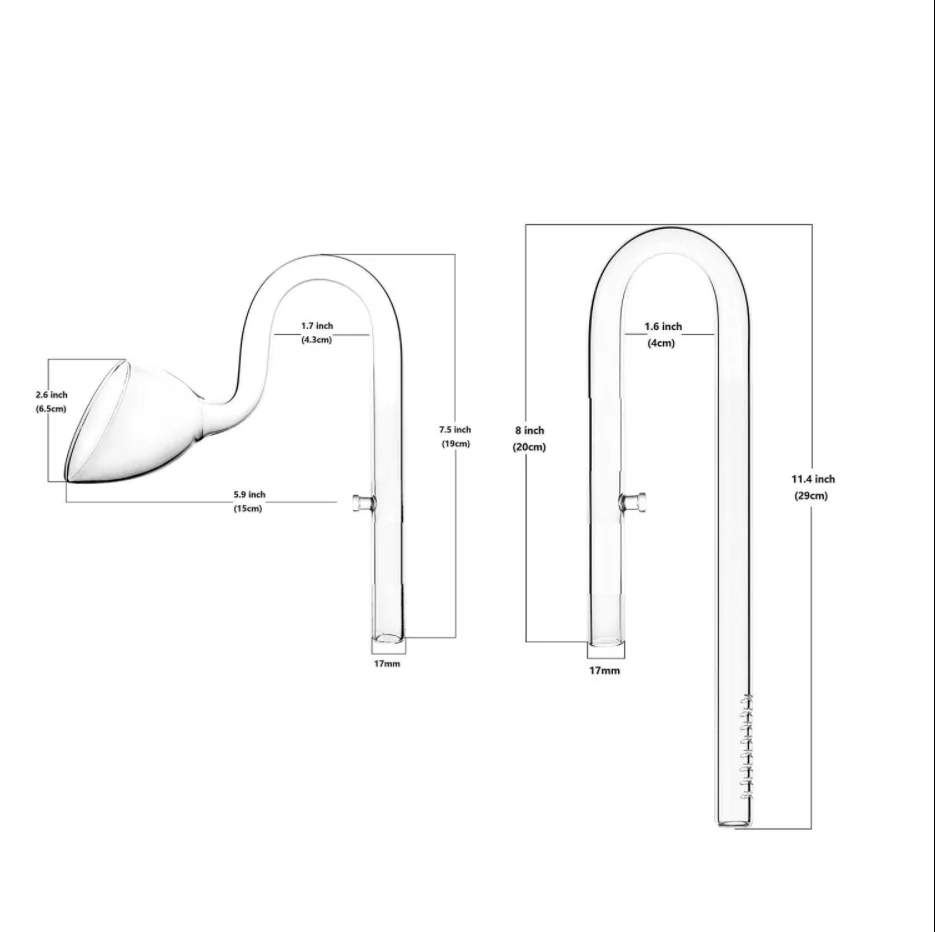 VIV 13mm 17mm ADA Style Lily Glass Inflow and Outflow Pipe for 12/16 16/22 Pipe, Fish Plant Tank Aquarium