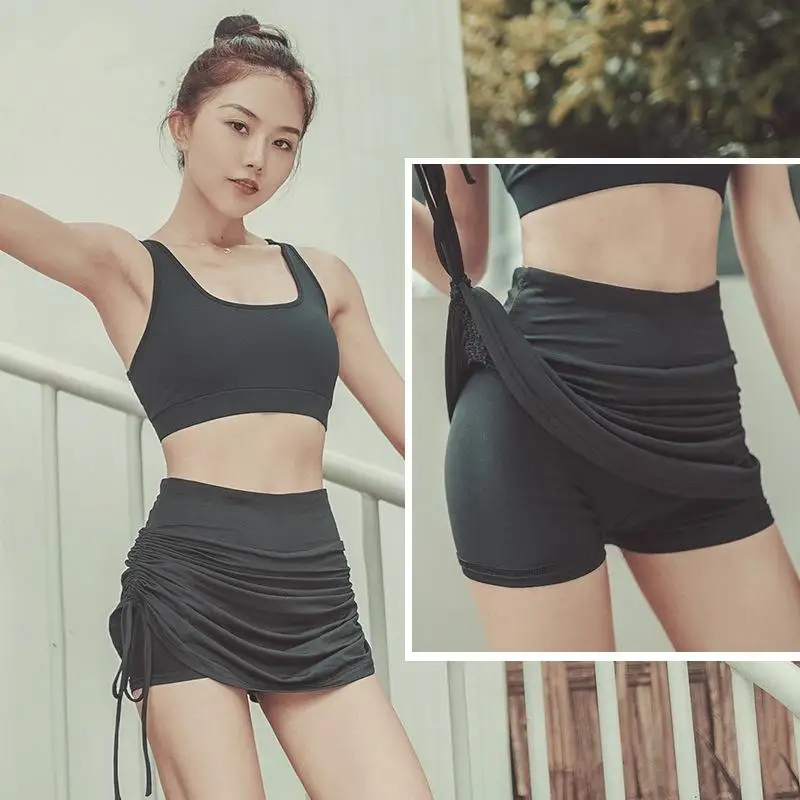 Summer women's sports shorts yoga running fitness sports pants high waist sexy yoga shorts women's anti-empty sports skirt