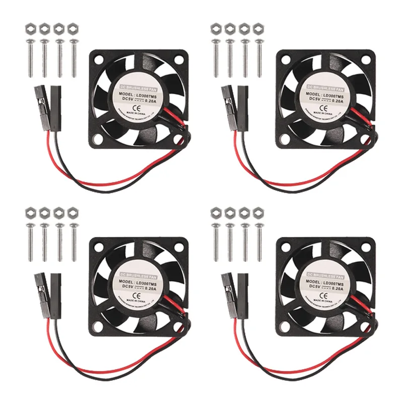 

Охлаждающий вентилятор DC 5 В, 30 мм x 7 мм, бесщеточный вентилятор для 3D-принтера 3007, охлаждающий вентилятор, совместимый с Raspberry Pi 4, Модель B, 3 B +, Pi 3