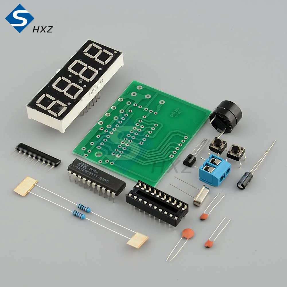 Reloj electrónico con pantalla Digital LED AT89C2051, reloj electrónico de 4 Bits, Suite de producción electrónica, Kit de bricolaje, 0,56 ", rojo, dos configuraciones de alarma, 3V-6V de CC