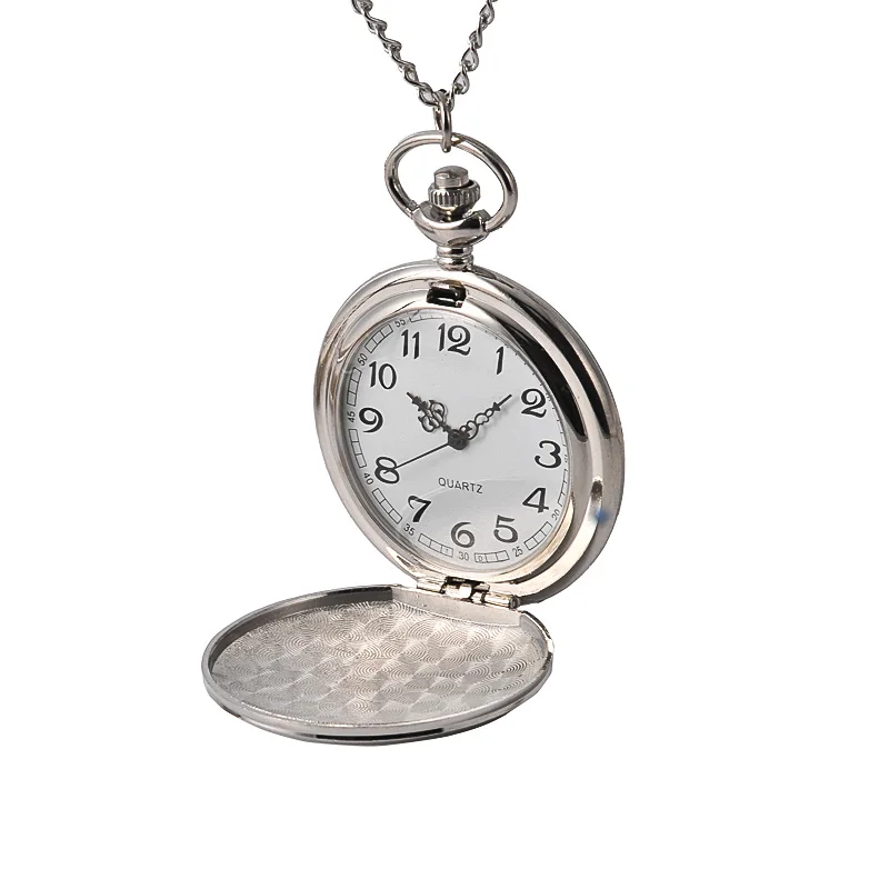 1055Large size silver retro map rune map exquisite carving quartz pocket watch special rune pocket watch