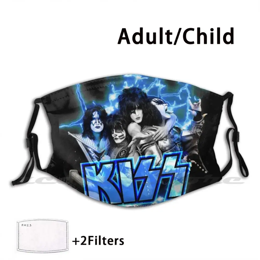 

Kiss  The Band-All Members Electric Mask Adult Child Washable Pm2.5 Filter Logo Creativity Kiss Fan Art Kiss Band Kiss Music