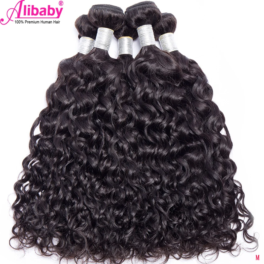 

Brazilian Water Wave Human Hair Extensions Remy Hair Weave Bundles Natural Black 3 / 4 PCS can be Dyed/Bleached Alibaby Hair