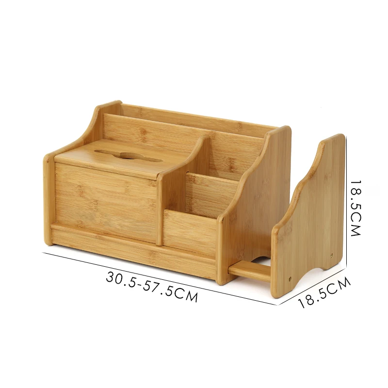 Bamboo Tissue Box Multi-Function Tray Living Room Bedroom Creative Home Remote Control Desktop Storage Box