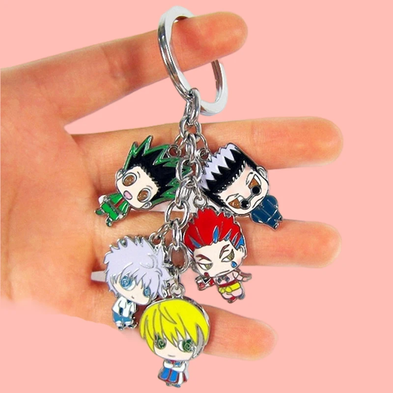 Anime Hunter X Hunter Keychain Gon Killua Zoldyck Kurapika Hisoka Metal Figures Keyring Fahsion Car Key Chain Jewelry