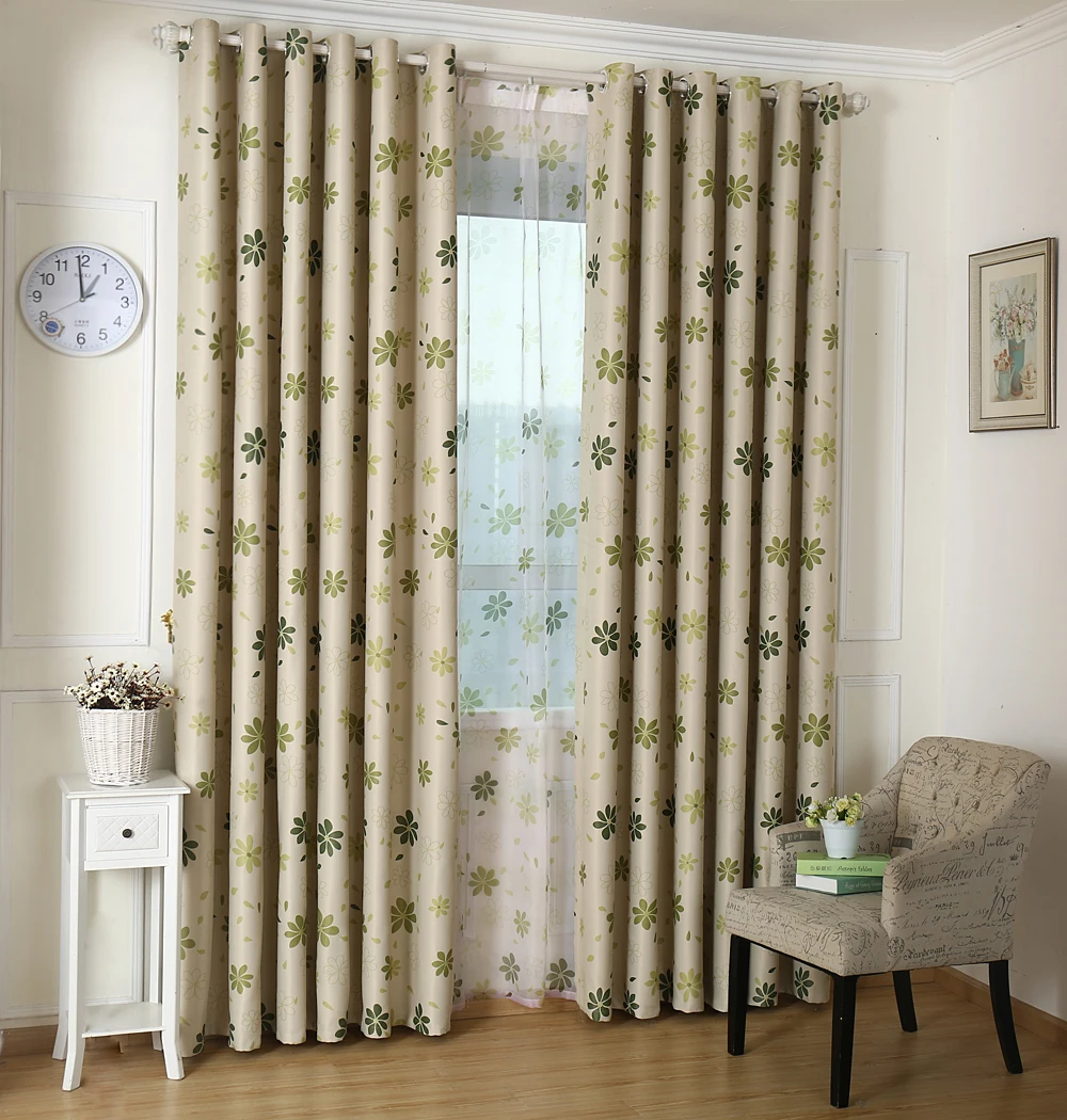 New  Rural Style Printing Seven leaf Bedroom Window Shade Drapes Living Room Balcony Study Semi-shade Curtains