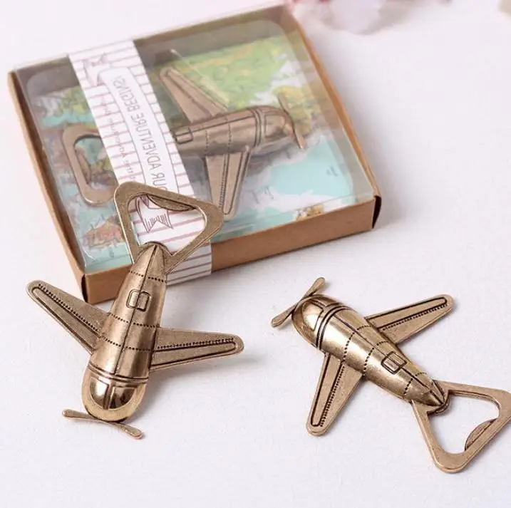 100pcs Antique Air Plane Airplane Shape Wine Beer Bottle Opener Metal Openers For Wedding Party Gift Favors Wholesale