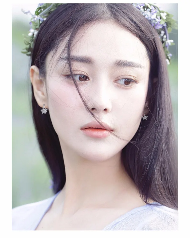New Hot Fashion 925 Sterling Silver Crystal snow Earrings for Women Girls Gift Fashion Statement Jewelry 2018