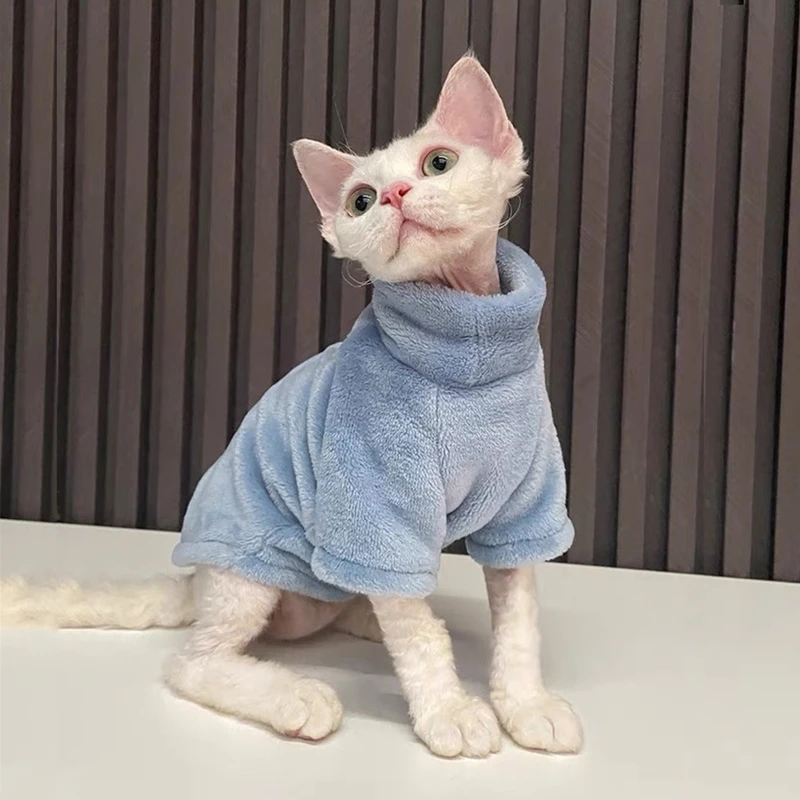 Winter Cat Clothes For Sphinx Warm Hoodies Pets Thicken Coat Kittens Costumes Jacket Chihuahua Autumn Double-sided Plus Velvet