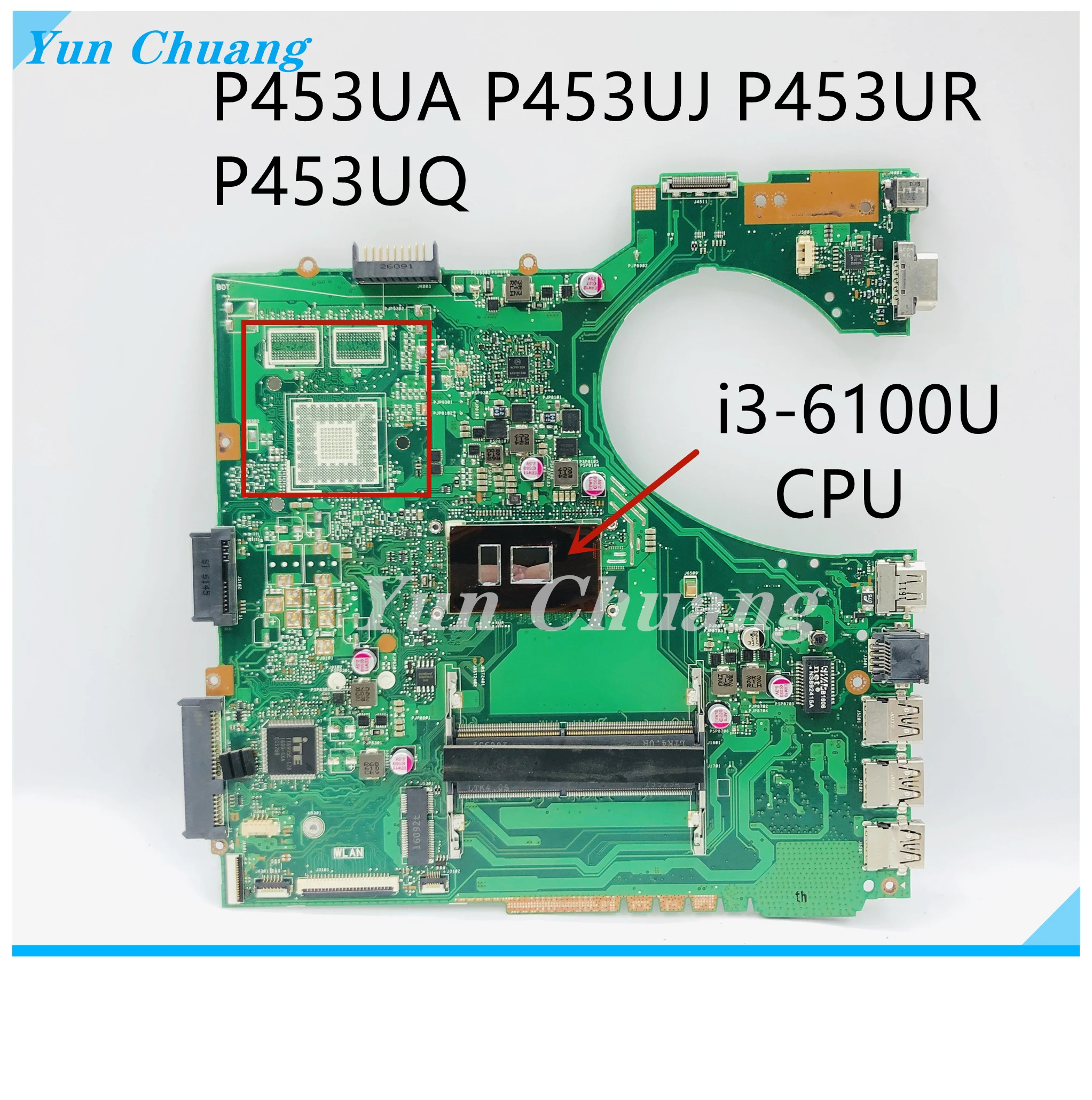 P453UJ P453UA placa base de Computadora Portátil para ASUS P453UJ P453UQ P453UR P453U RPO453UJ placa base de computadora portátil W/ I3-6100U DDR4