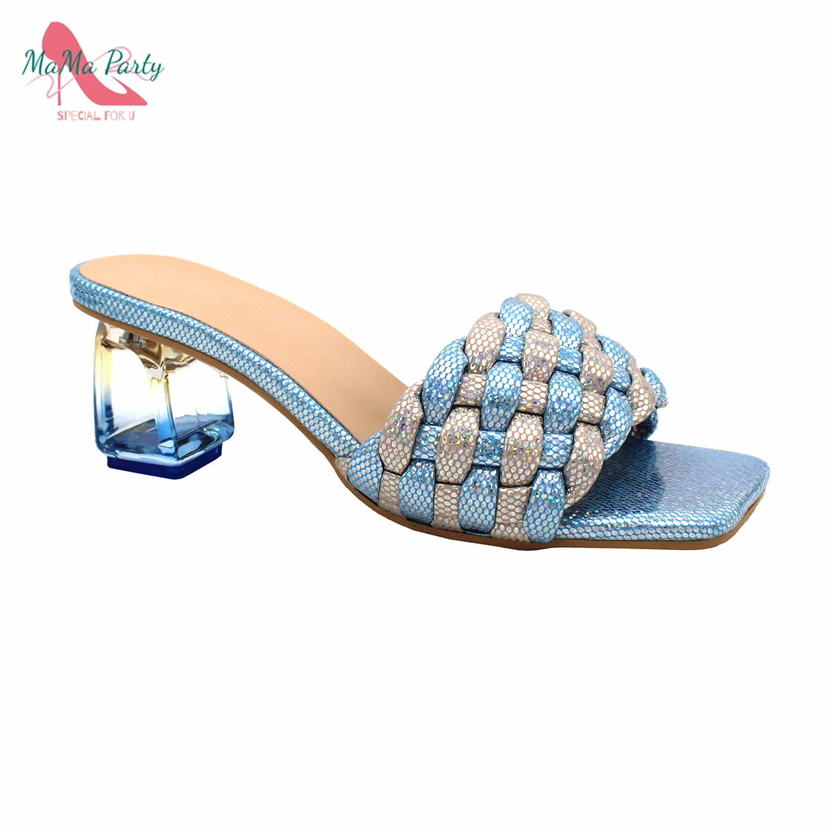 2021 Slingbacks Slipper in Sky Blue Color Transparent Heels Special Design INS Hot Sale for Garden Party