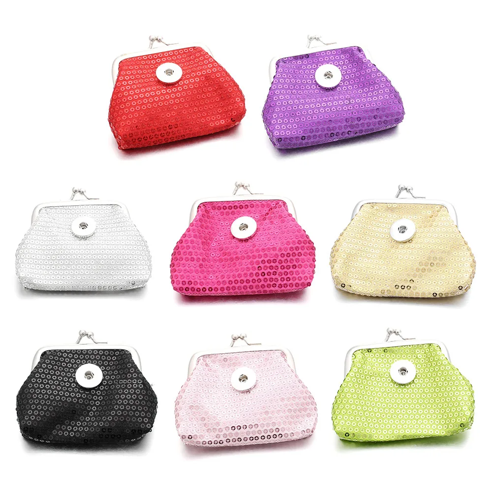 8 Color 18MM Snap Button Jewelry Bright Crystal Coin Purse For Women Bracelet ZN021