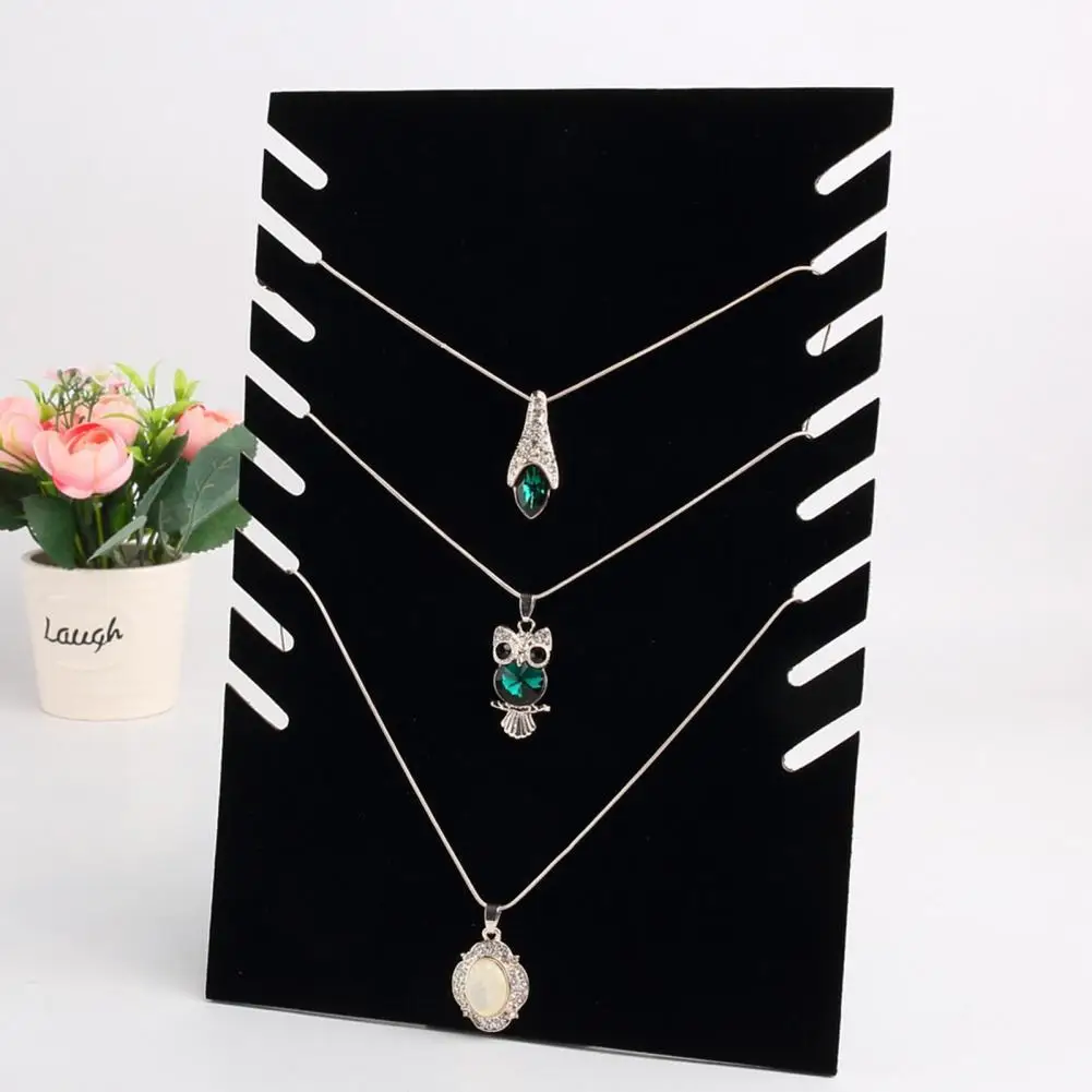 8 Hooks Necklace Storage Shelf Jewelry Display Rack Pendant Bracelet Holder Velvet Board Jewelry Stand сережки органайзер 2022