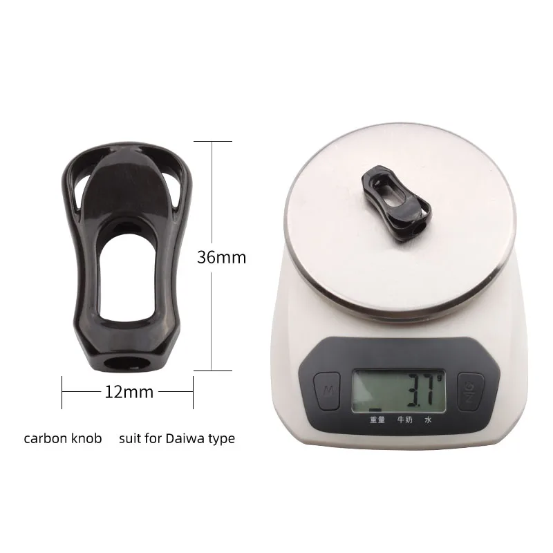 RUKE 1pc Fishing Reel Handle Knob Carbon Fiber Suit Dai Reel Length 35mm Weight 3.7g Include 2pcs Bearings 4pcs Washers DIY Reel