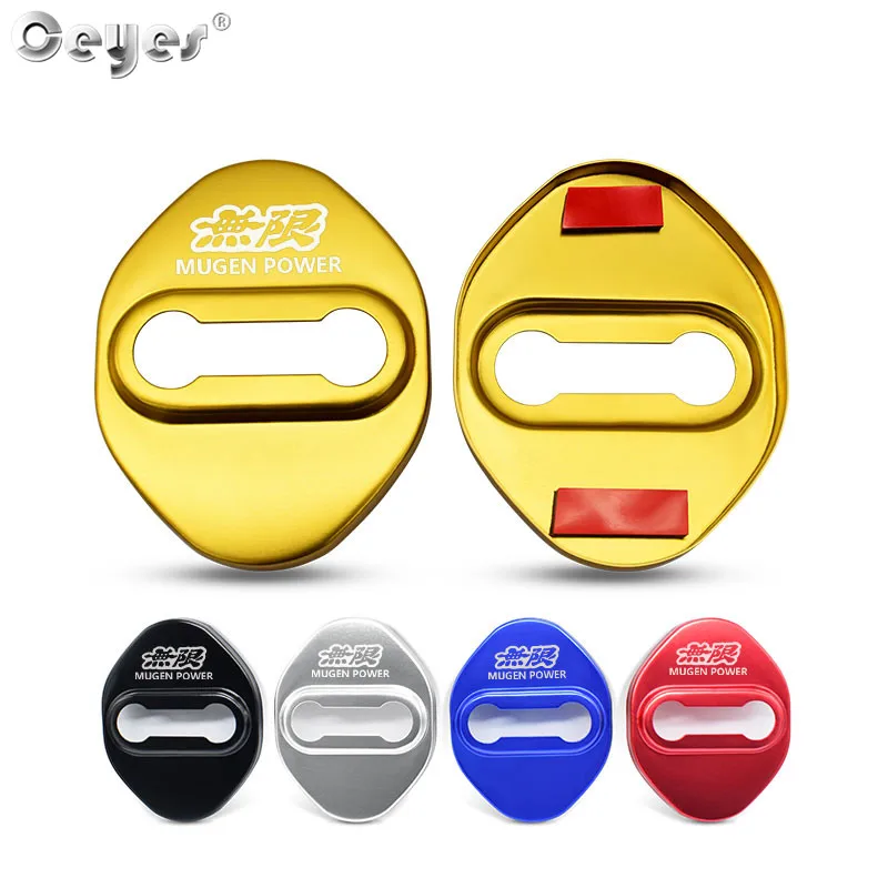 Ceyes-Car Door Lock Cover Case para Honda, Decoração e Proteção, Auto Styling, Honda Mugen, Power Typer, Civic, Accord, CRV, 4Pcs