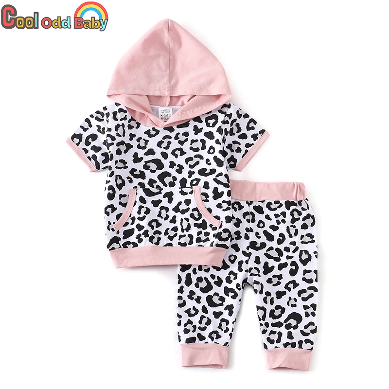 

Infant Newborn Baby Girl Clothes Set Summer Fashion Leopard Short Sleeve Hooded Tops Cropped pants 2Pcs Outfits Toddler Clothing