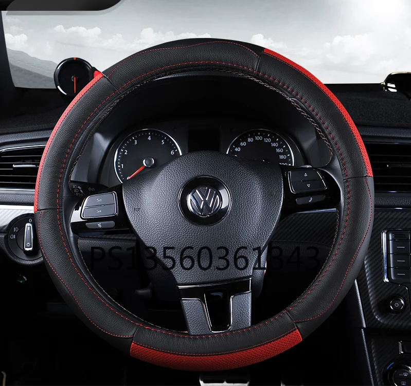 

For Volkswagen POLO Passat Touran Bora Golf Sagitar Tiguan Beetle Round Bottom/D Bottom Steering Wheel Cover Leather Grip Cover