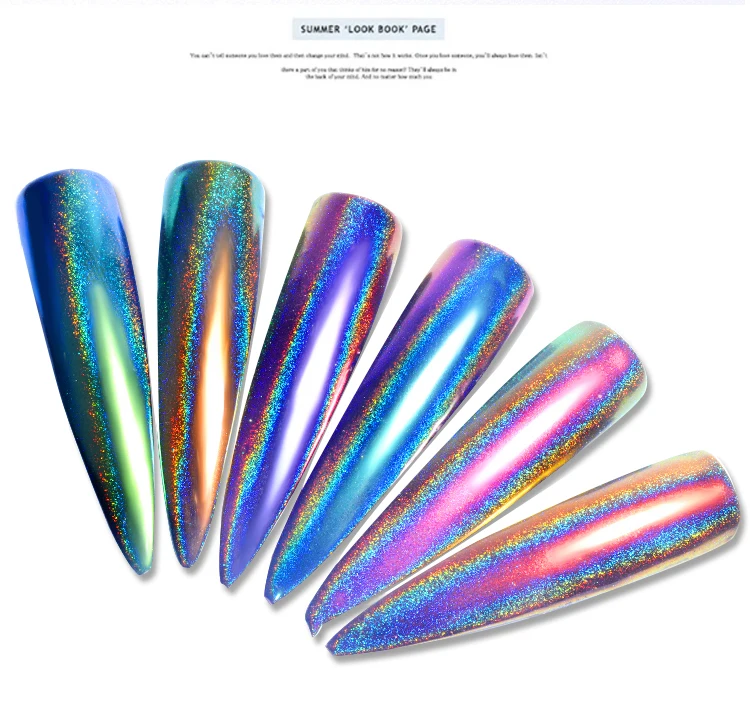 12 Farben Chamäleon-Spiegel-Nagelglitzerpulver, holografische Pailletten, Laser-Paillette-Flocken für UV-Gel-Nagellack-Dekoration – Detail 7