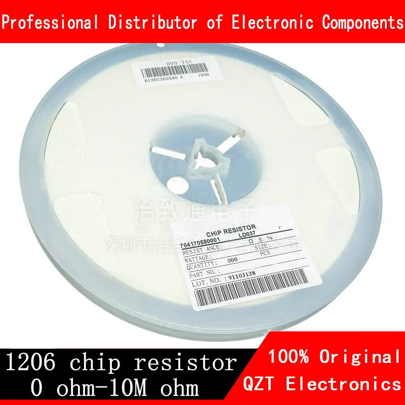 5000 Chiếc Năm 1206 Điện Trở SMD Độ Chính Xác 1% 0 Ohm ~ 10M Ohm 1K 2.2K 10K 100K 1R 10R 100R 150R 220R 330R 0 1 100 150 220 330 Ohm