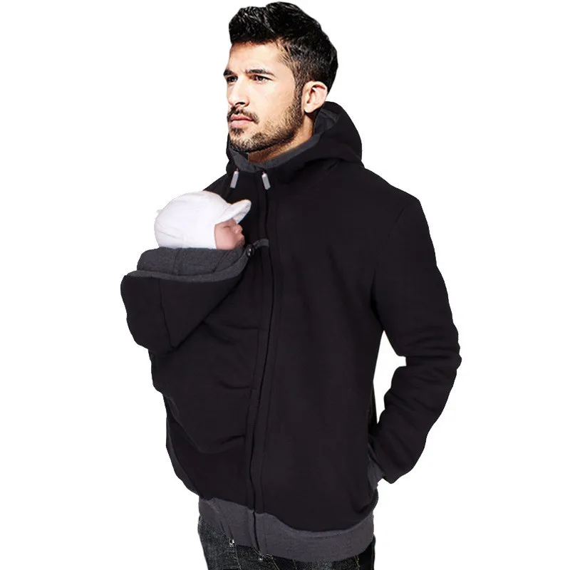 Daddy Men Baby Carrier Jacket Autumn Winter Maternity Clothes Kangaroo Warm Hoodies Outerwear Coat Father Carry Baby Sweatshirt