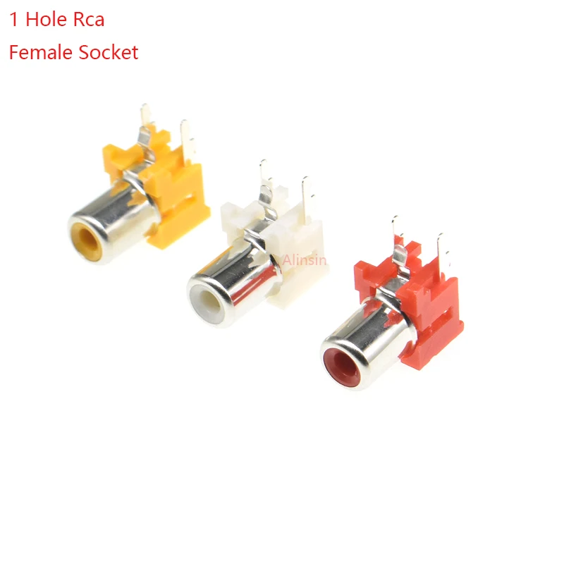 5pcs 1 way/1 hole rca audio female jack AV Audio input socket connector  Lotus row Amplifier Interface Signal/red yellow white