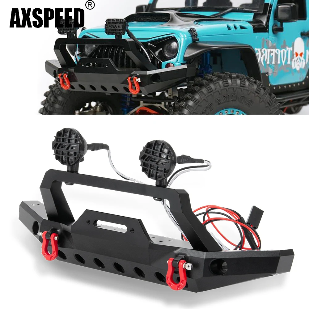 

AXSPEED Aluminum Alloy Front Bumper with Tow Hook & Led Light for TRX-4 TRX4 1/10 RC Crawler Car Model Upgrade Parts