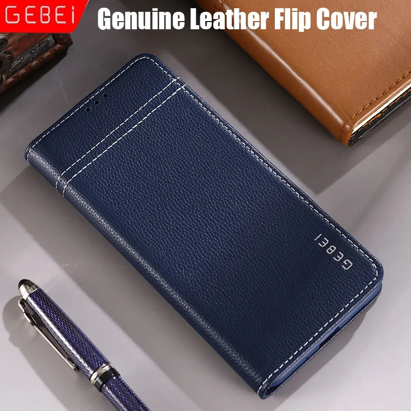 GEBEI Genuine Leather Flip Magnet Close Design Stand Case Cover For Samsung Galaxy S24 S23 S22 Ultra S8 S9 S10 S20 Plus