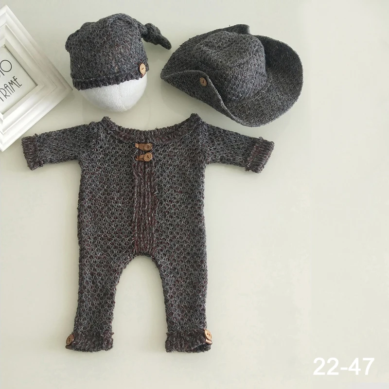 Newborn Baby Clothing Photo Shoot Costumes Infant Boy Girl Photo Rompers Outfits With Hat Lace Dress Knitted Jumpsuit Sets