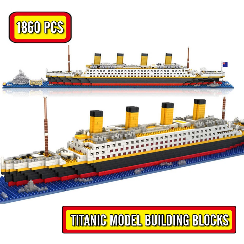 

1860pcs Titanic Model Large Cruise Ship/Boat 3D Micro Building Blocks Bricks Collection DIY Toys for Children Christmas Gift