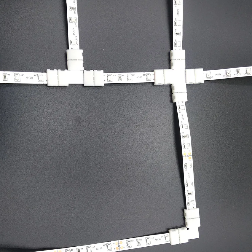Hot Seller LED Strip Connector 2Pin 4Pin 5Pin 10mm L Shape / T Shape / X Shape Free Welding Connector 5Pcs/Lot.