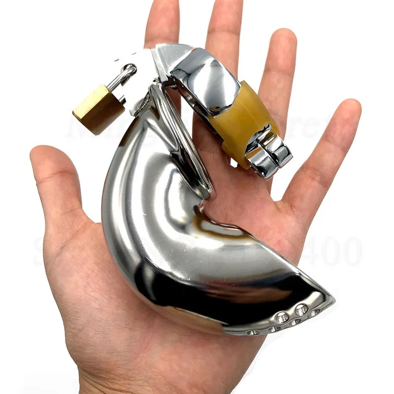 Curving Stainless Steel Male Chastity Device,Penis Sleeve,Penis Rings,Metal Cock Cage,Chastity Lock,BDSM Sex Toys For Men Gay