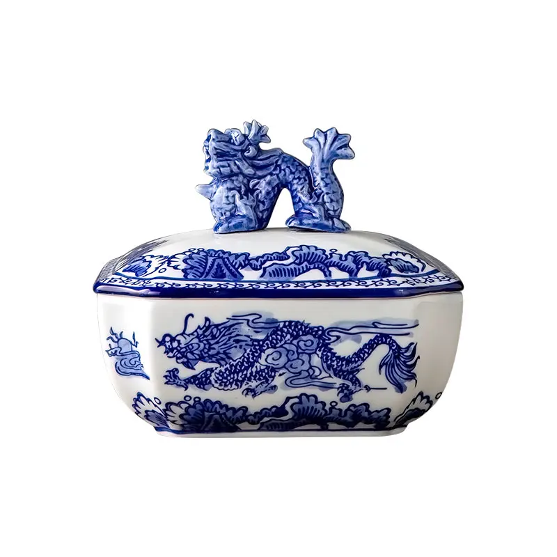 Jingdezhen Ceramic Storage Pot Tea Can Household Tea Can Blue And White Ornament Jewelry Box