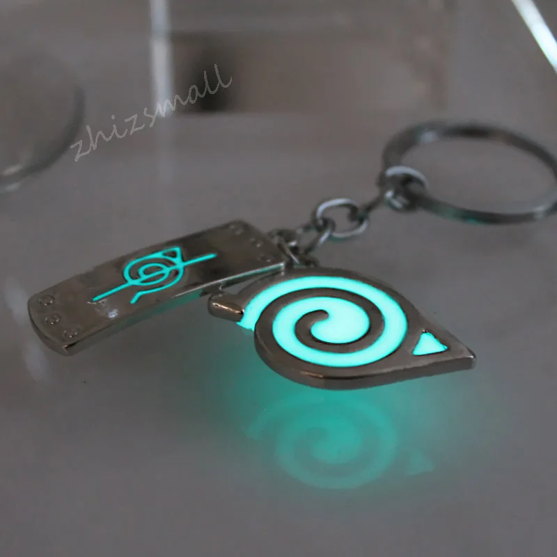 Glowing keychain Uzumaki Konoha Logo Anime Keychain key ring GLOW in the DARK Luminous keychain Pendants