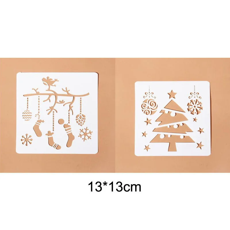 

Christmas Stencils For Walls Painting Scrapbooking Stamp Album Decor Xmas Sock Snowflake Paper Card Template Stencil For Decor