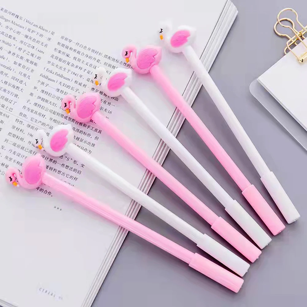 80Pcs Creative Cartoon Flamingo Gel Pen Signature Pen Escolar Papelaria School Office Supply 0.5mm Student Ink Pen Gift Pens