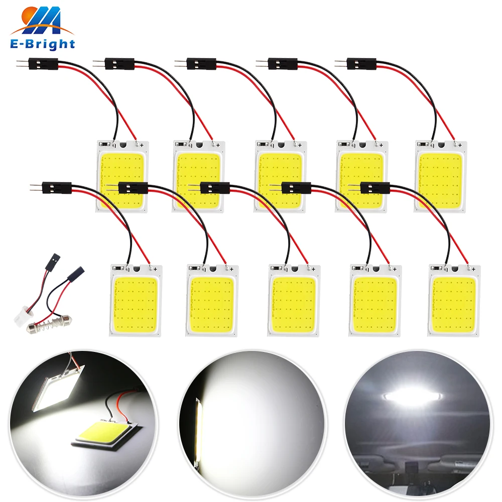 

5pcs LED White 24 SMD Car Interior COB Leds Panel T10 W5W 26-36mm Festoon C5W Dome 12V Dome Plate Reading Auto Light 6500K