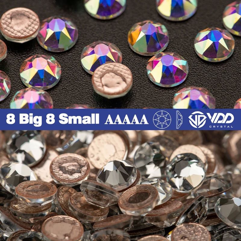 VDD 2088 AAAAA Hotfix Crystal 8 Big 8 Small Flat Back Rhinestones Glitter Diamond Stone Nail Art Accessories For Clothes