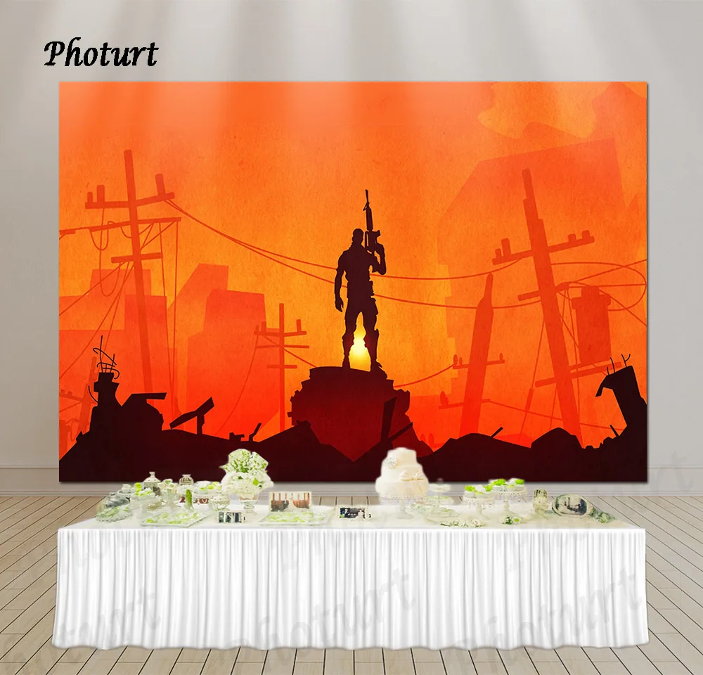 Photurt Computer Game Photography Backdrop Birthday Background Sunset Character Vinyl Photo Booth Decorate Props