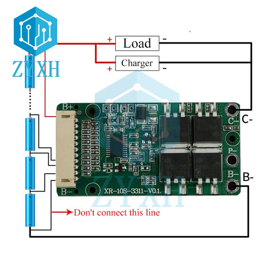 BMS 10S 36V 15A Li-ion Lipolymer 18650 Battery Charge Board Short Circuit Protection Common Port For Ebike Escooter