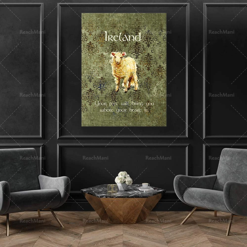 Irish Proverb: Your feet will bring you to where your heart is. Watercolor Sheep Wall Art Printable | Gift for Ireland Lovers!