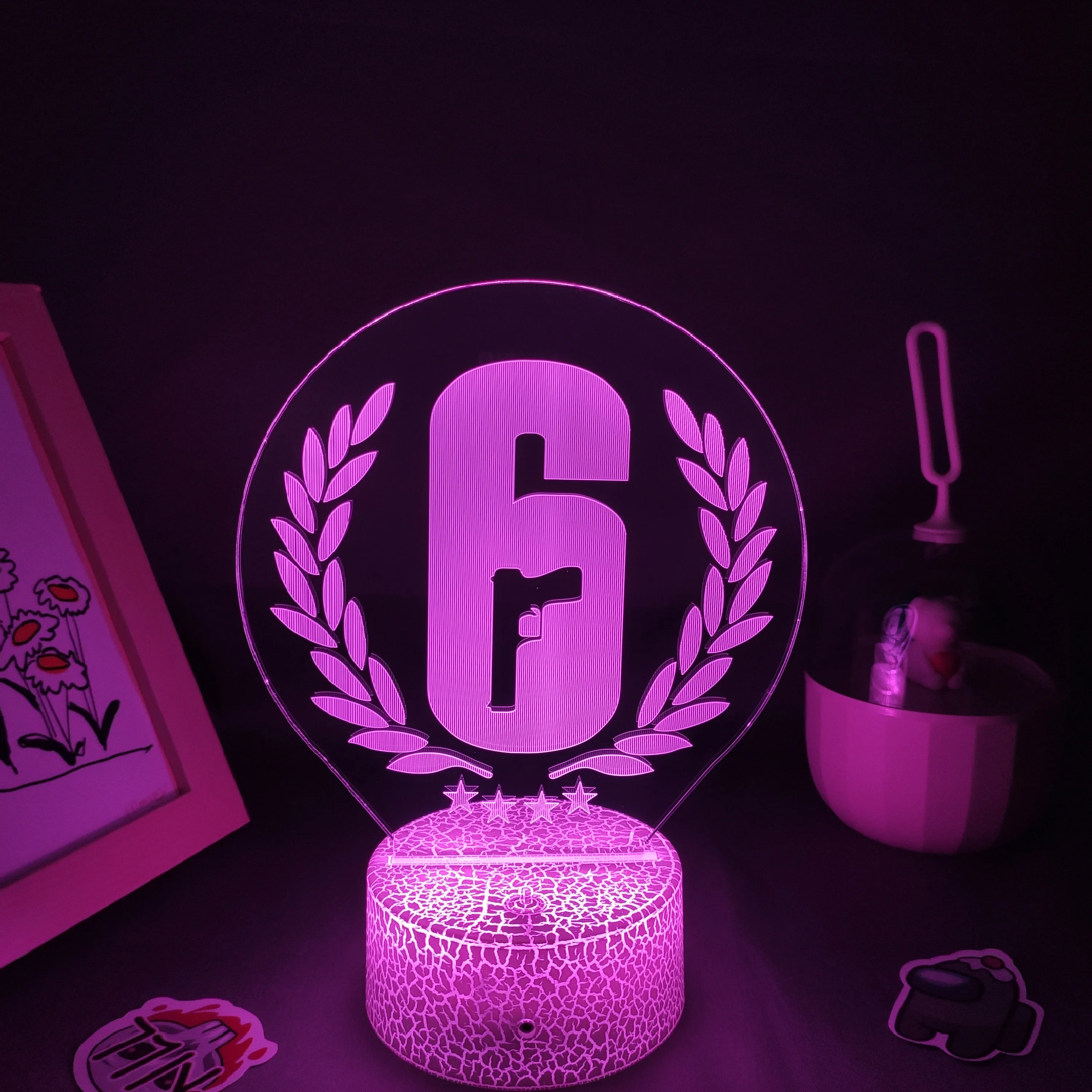

Радуга Six 6 FPS Game LOGO 3D лампы Led RGB ночные огни Неоновый крутой подарок для друзей Спальня Стол Стол Красочная метка Украшение