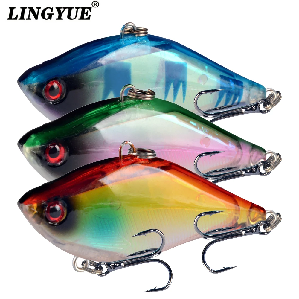 LINGYUE 6 cm 13G VIB Fishing Lure Hard Bait Deep Diving Swivel Bait Winter Sea Fishing Tackle Rattling Pesca For Bass