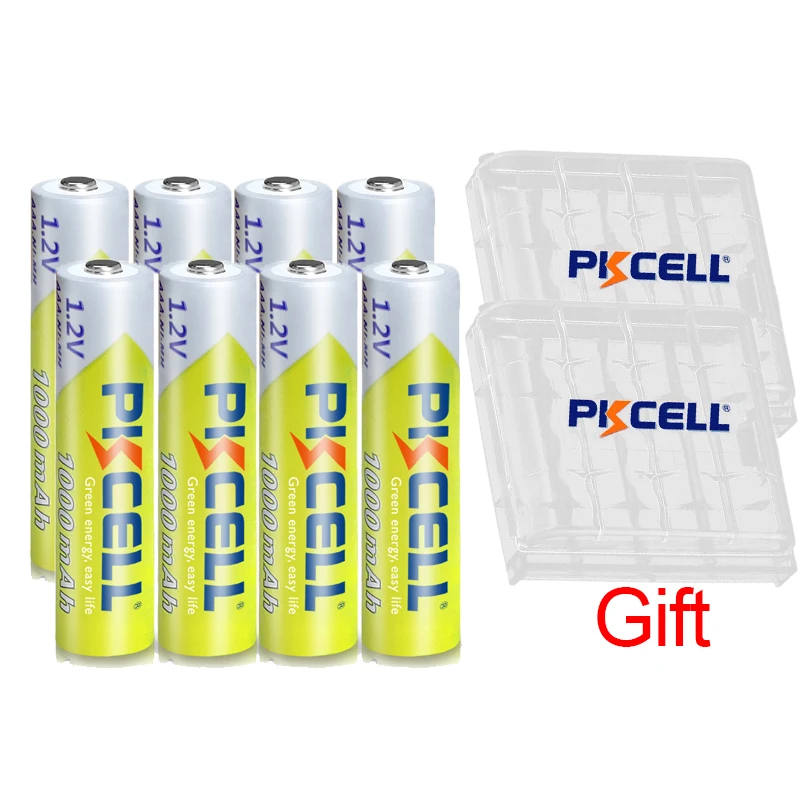 8PC PKcell Rechargeable AAA 1000mAh 1.2V Lithium Batteries 3A NI-MH Rechargeable Battery Suitable For Toys TV remotes Flashlight