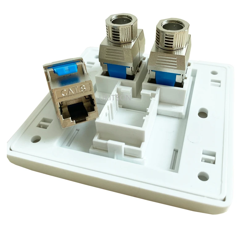 3 Ports CAT.8 LAN Socket With 40Gbps Fast Speed Ethernet Plug CAT8 RJ45 Keystone Jack Face Panel 86x86mm