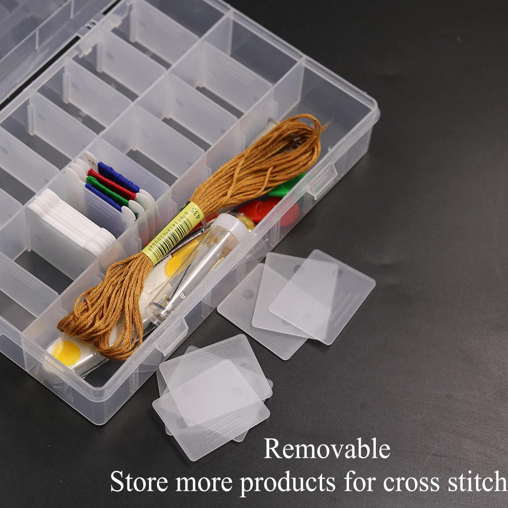 24 Grids Plastic Cross Stitch Embroidery Floss Storage Box Floss Bobbins Storage Organizer DIY Cross Stitch Sewing Supplies