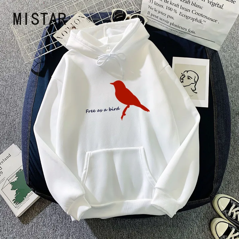 Wholesale Hoodie Sweatshirt women Harajuku print Free as a bird Tops Fashion Loose Fleece Streetwear Women\'s Clothing drop shipp