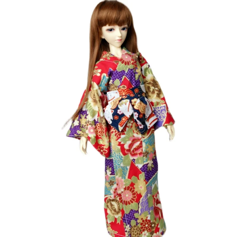 

OOAK Japan Style Red Peony Kimono Dress For 1/4 17" 44cm 1/3 1/6 Tall Female BJD MSD Yosd DK DZ AOD DD Doll Free Shipping