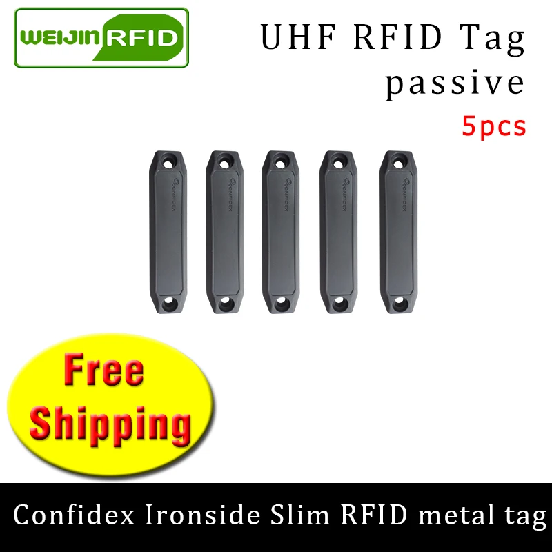 UHF RFID metal tag confidex ironside slim 915m 868mhz Impinj Monza4QT EPC 5pcs free shipping durable ABS smart passive RFID tags