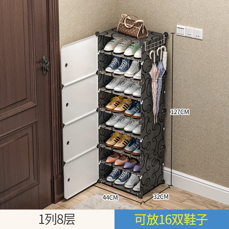 高品質のabs靴ラック棚収納キャビネットポータブル8および10層防塵経済的な大学の寮の寝室スペース節約