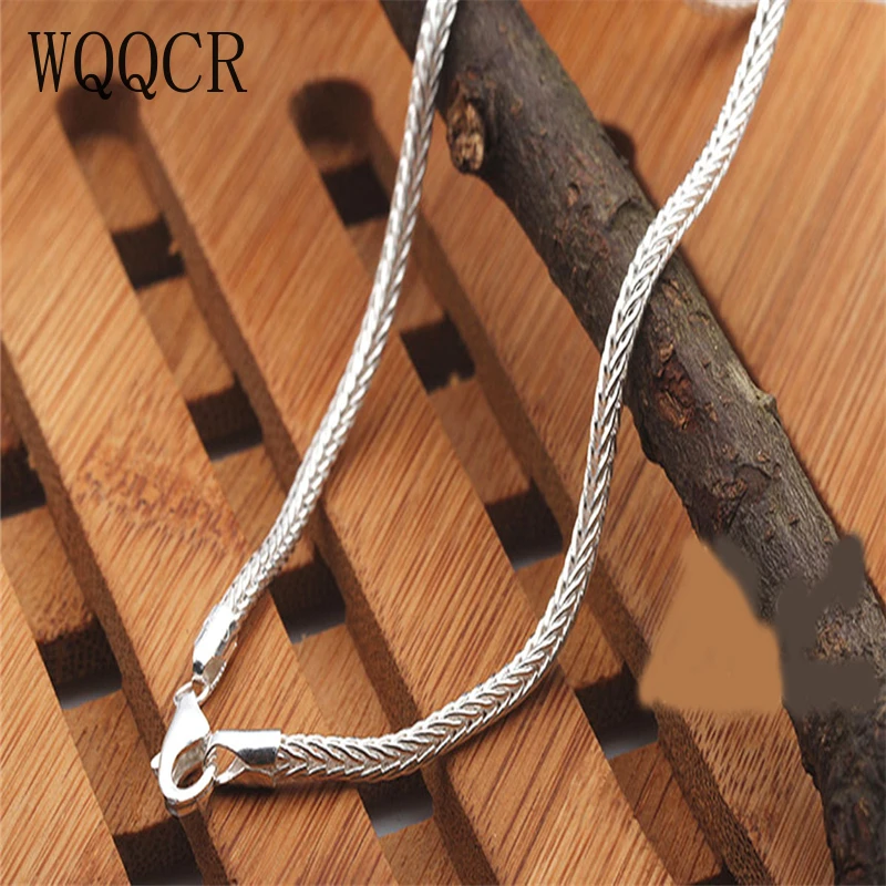 WQQCR 1PCS 18 inch 925 Sterling silver plating 